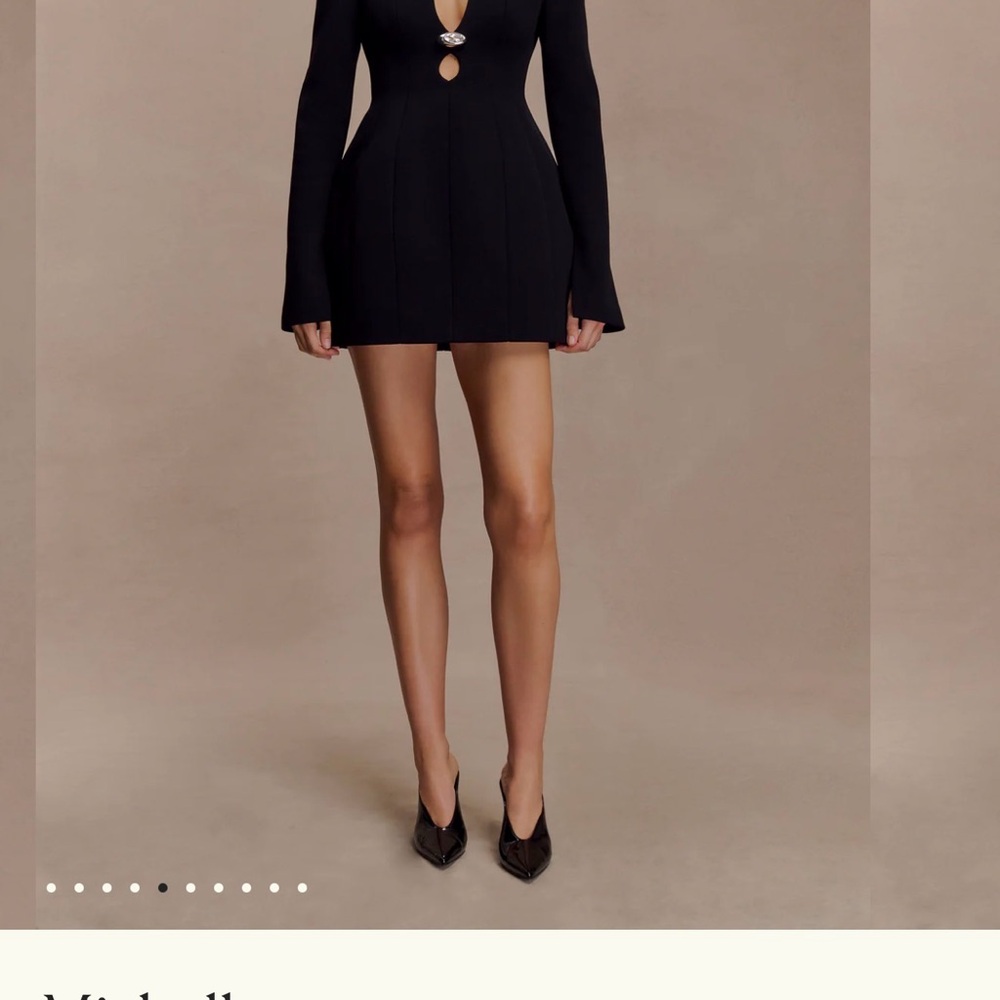 Meshki Black Long Sleeve Dress with Keyhole Detail
